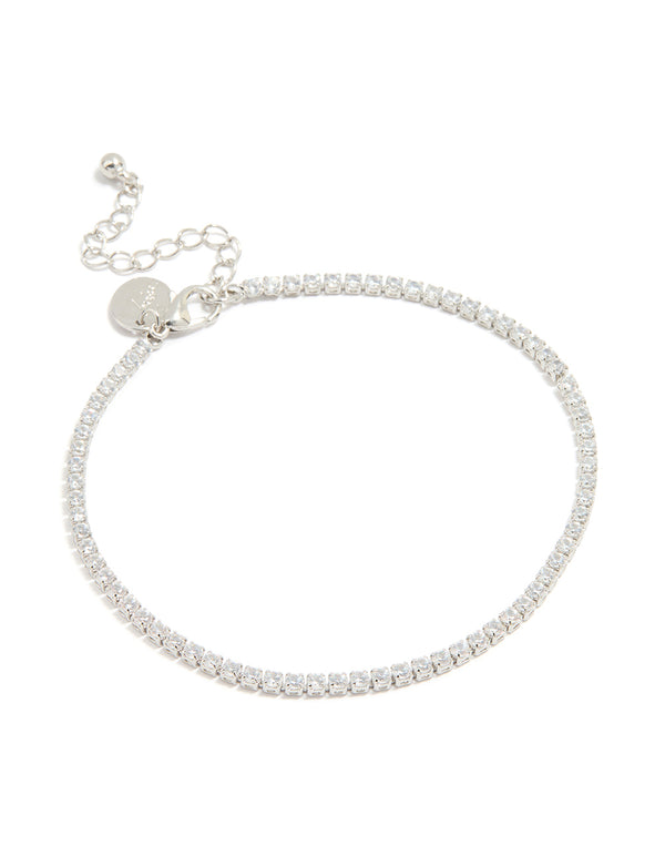 Silver Cubic Zirconia Tennis Anklet