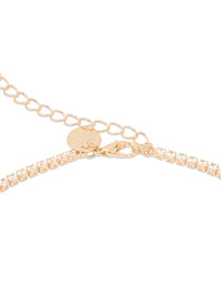 Gold Cubic Zirconia Tennis Waist Chain - link has visual effect only