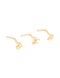 Surgical Steel Bow & Butterfly Nose Studs 3-Pack - link has visual effect only
