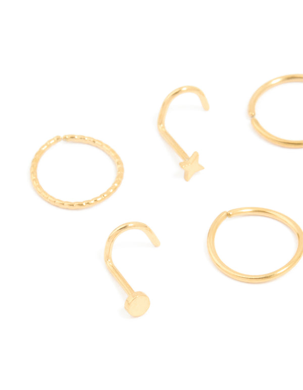 Surgical Steel Nose Stud & Ring 6-Pack
