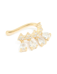 Gold Plated Cubic Zirconia Detailed Single Ear Cuff - link has visual effect only