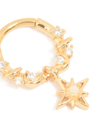 Surgical Steel Cubic Zirconia Celestial Clicker Ring - link has visual effect only