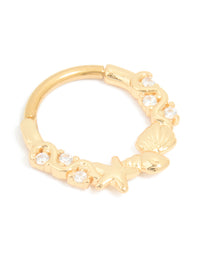 Surgical Steel Cubic Zirconia Sea Clicker Ring - link has visual effect only