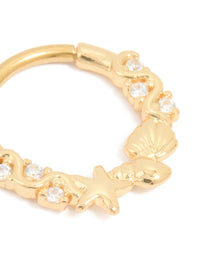 Surgical Steel Cubic Zirconia Sea Clicker Ring - link has visual effect only