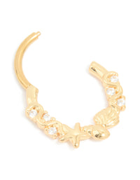 Surgical Steel Cubic Zirconia Sea Clicker Ring - link has visual effect only