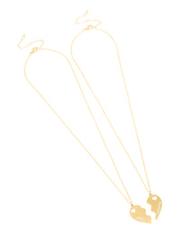 Waterproof Gold Plated Stainless Steel BFF Heart Necklaces 2-Pack - link has visual effect only