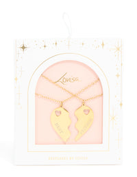 Waterproof Gold Plated Stainless Steel BFF Heart Necklaces 2-Pack - link has visual effect only