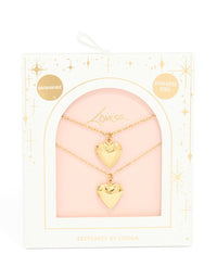 Waterproof Gold Plated Stainless Steel Heart Locket Necklaces 2-Pack - link has visual effect only
