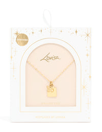 Waterproof Gold Plated Stainless Steel Square & Butterfly Pendant Necklace - link has visual effect only