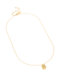 Waterproof Gold Plated Stainless Steel Round Rectangle Engravable Necklace - link has visual effect only