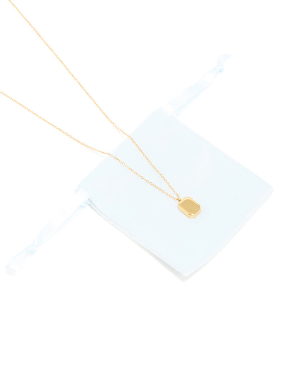 Waterproof Gold Plated Stainless Steel Round Rectangle Engravable Necklace