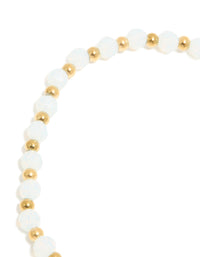 Waterproof Gold Plated Stainless Steel Clear Quartz Semi Precious Stone & Heart Link Chain Bracelet - link has visual effect only