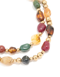 Acrylic Mixed Stone Beaded Double Row Necklace - link has visual effect only