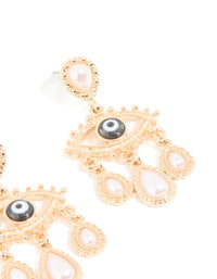 Gold Pearl Evil Eye Drop Earrings - link has visual effect only