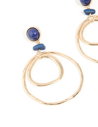 Gold Blue Stone Double Hoop Earrings - link has visual effect only