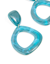 Blue Acrylic Organic Open Square & Oval Drop Earrings - link has visual effect only