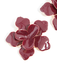 Gold Red Large Flower Stud Earrings - link has visual effect only
