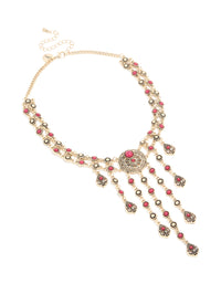 Antique Gold Red Drops Necklace - link has visual effect only
