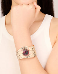 Gold Brown Stone Textured Wrist Cuff - link has visual effect only