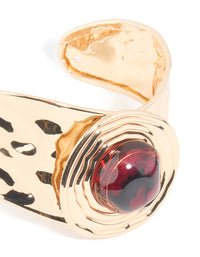 Gold Brown Stone Textured Wrist Cuff - link has visual effect only