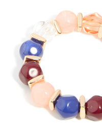 Gold Multicoloured Resin Beaded Stretch Bracelet - link has visual effect only