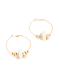 Gold & Diamante Mixed Rondell Hoop Earrings - link has visual effect only