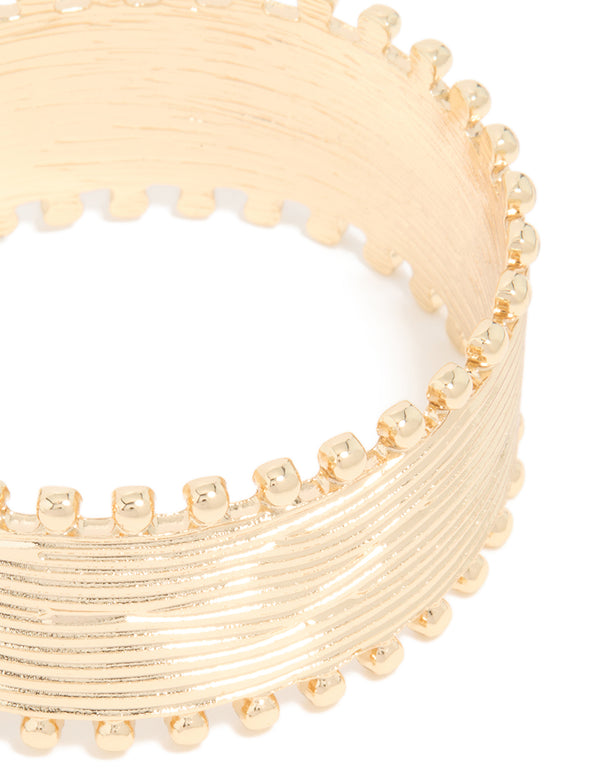 Gold Textured Ball Edge Wrist Cuff