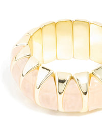 Gold Pink Marble Stone Stretch Bracelet - link has visual effect only
