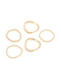 Gold Beaded Mixed Chunky Ball Stretch Bracelets 6-Pack - link has visual effect only