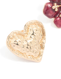 Gold Textured Heart & Flower Brooches 3-Pack - link has visual effect only