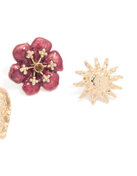 Gold Textured Heart & Flower Brooches 3-Pack - link has visual effect only