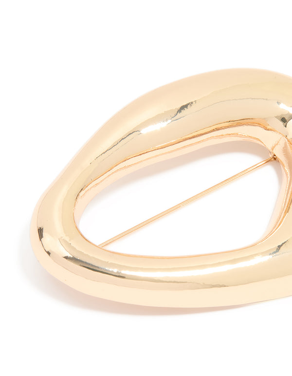 Gold Organic Oval Brooch