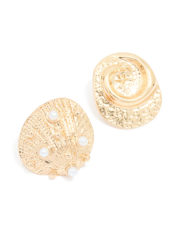 Gold Shell Brooches 2-Pack