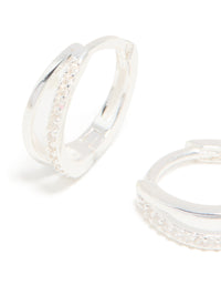 Sterling Silver Cubic Zirconia Double Hoop Earrings - link has visual effect only