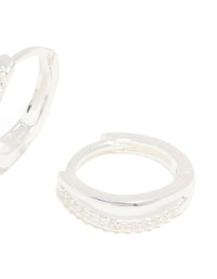 Sterling Silver Cubic Zirconia Double Hoop Earrings - link has visual effect only