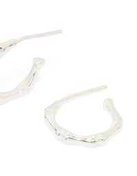Sterling Silver Bamboo Hoop Earrings - link has visual effect only