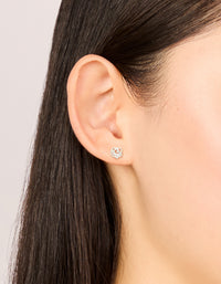 Sterling Silver Cubic Zirconia Rose Stud Earrings - link has visual effect only