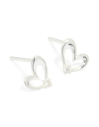 Sterling Silver Cubic Zirconia Heart Stud Earrings - link has visual effect only