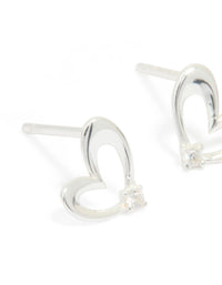 Sterling Silver Cubic Zirconia Heart Stud Earrings - link has visual effect only