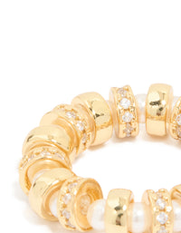 Gold Plated Cubic Zirconia Pearl Loop Ring - link has visual effect only