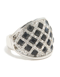 Silver Mini Black Triangles Ring - link has visual effect only