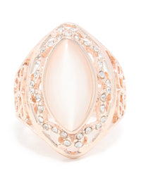 Rose Gold Pink Rhinestone Oval Ring - link has visual effect only