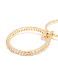 Featuring gold plated cubic zirconia simple 1 loop ring with stone setting and prong details in close up view - link has visual effect only