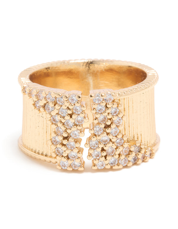 Gold Plated Cubic Zirconia Chunky Cluster Ring