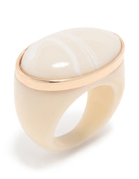Rose Gold Cream Acrylic Oval Chunky Ring - link has visual effect only