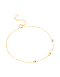 Gold Plated Sterling Silver Station Chain Bracelet - link has visual effect only