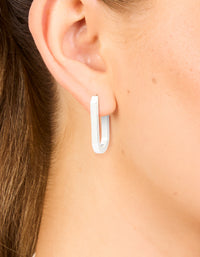 Waterproof Stainless Steel Oblong Hoop Earrings - link has visual effect only