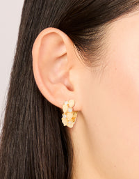 Gold Plated Rose Quartz & Cubic Zirconia Hoop Earrings - link has visual effect only