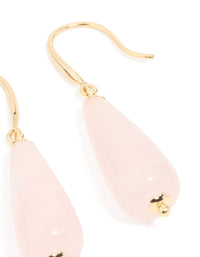 Gold Plated Rose Quartz Sleek Drop Earrings - link has visual effect only
