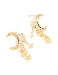 Gold Plated Cubic Zirconia Celestial Drop Earrings - link has visual effect only